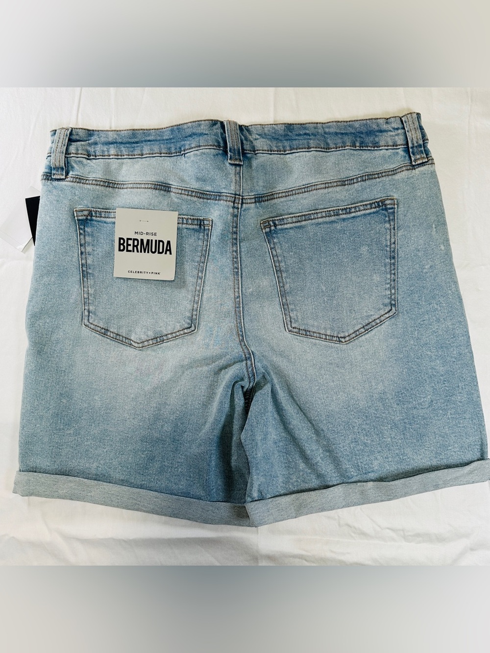 Celebrity Pink Faded Light Blue Denim Shorts - Picture 2 of 6